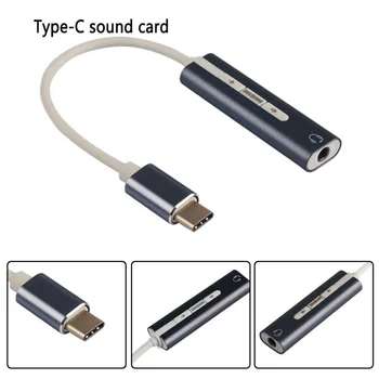 7.1 CH USB C Tipo 3.1 Garso Plokštę su 3.5 mm AUX Stereo Ausinės Ausinių Lizdas Adapteris Išorės Kabelis Universalus Tipas-C HIFI