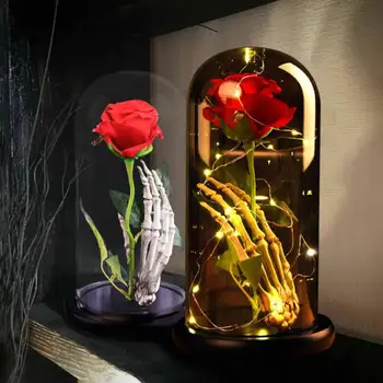 Vestuvių Rose Dovanos Romantiškas Dirbtinių Rožių su Umbra Valentino Dieną su Skeleto Ranka Mediniais Namų Dekoro