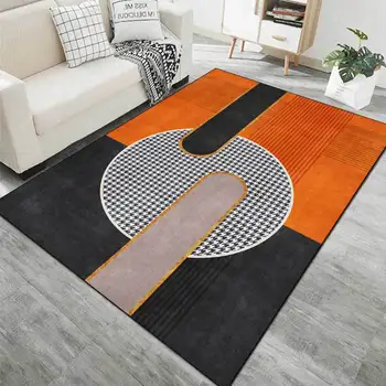 Šiuolaikinės paprastas šviesos prabangus apelsinų houndstooth turas kambarį grindų kilimėlis miegamojo puošmena tatamio neslidus kilimas