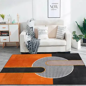 Šiuolaikinės paprastas šviesos prabangus apelsinų houndstooth turas kambarį grindų kilimėlis miegamojo puošmena tatamio neslidus kilimas