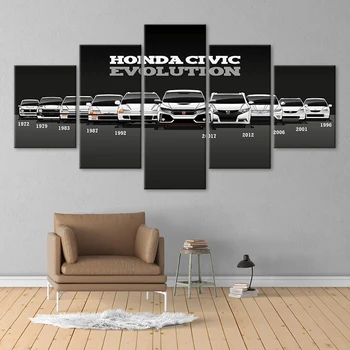 Sienos Menas Modulinės Nuotrauka Plakatus, Drobės Spausdintos Retro Honda CIVIC Automobilio Dažymas Šiuolaikinių Namų Puošybai Kambarį 5 vnt Rėmelį