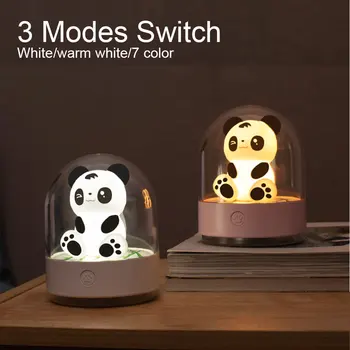 Įkrovimo Mielas Panda Naktį LED RGB Šviesos Aromaterapija UV Dezinfekavimo Lempa, Vaikų, Miegamojo, Vaikų Dovanų