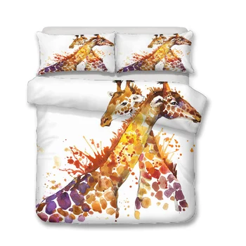 Šalikas Nustatyti, Patalynės, Drabužių Mielas Žirafa Pora Spausdinti lovos Antklode Padengti Vaikams su Užvalkalas Karalius Vienas Dydis
