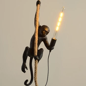 Seletti Dervos Beždžionė lempos Juodojo Aukso Baltos spalvos Dizainas pelės lempos Meno Dekoro Pramonės Loft derliaus virvę priedai veltiniams, vilna lempa LED gyvūnų lempos
