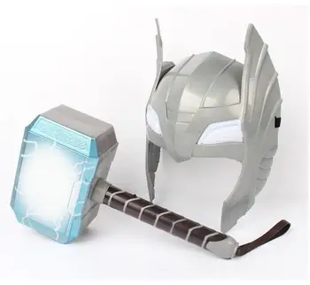 Vaiko Cosplay 2 Thor LED šviesos šviesos skambėjo Šalmas Ginklas plaktukas quake modelis žaislas Kostiumas šalis dovana