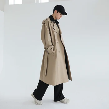 IEFB /vyriški drabužiai Netikrą dviejų dalių tranšėjoje kailis vidutinio ilgio korėjos madinga gražus overknee švarkelis pavasario palaidi ilgi paltai 9Y4089
