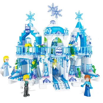 Princesė Sušaldyti Ledo Pilis Elsa Anna Stebuklingo Ledo Pilis Modelis Statybiniai Blokai, Plytos Žaislas Suderinama Su Draugais