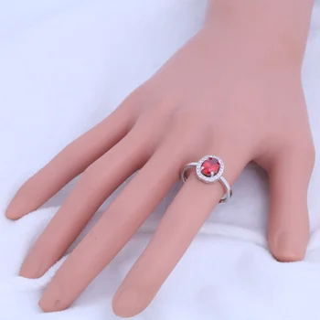 2.65 g mada, retro raudonas cirkonis 925 sidabro žiedas šalis dovana paprastas stilius ponios išskirtinis JR2177A