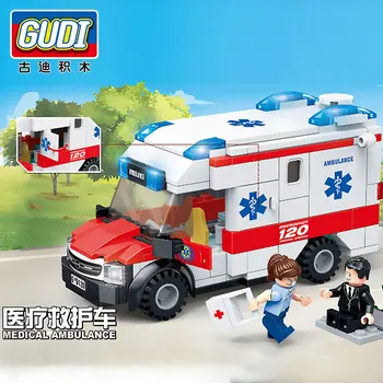 Blokai sraigtasparnis Medicinos greitosios pagalbos, priešgaisrinės gelbėjimo kopėčios serijos mažų dalelių berniukas kūrimo bloką žaislas plytų Švietimo dovana