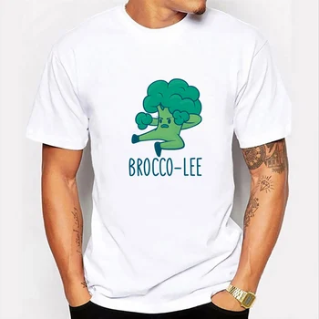 Vasaros T-shirt Vyrai Juokinga Spausdinti Bruce Lee Kung Fu Brokoliai Trumpas Rankovės O-kaklo Atsitiktinis Tee Hip-hop Streetwear Grafinis T Marškinėliai