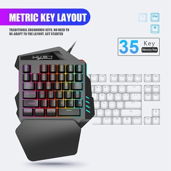 V100 35 klavišus viena ranka laidinė klaviatūra Naujas Ergonomiškas Spalvotų spalvinga Apšvietimu ir Klaviatūros Žaidimas Pc Kompiuteris, Android, Win
