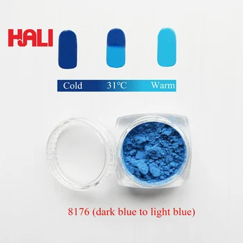 Parduoti spalva spalva thermochromic milteliai,1lot=10gram 31C tamsiai mėlyna su šviesiai mėlynos spalvos temperatūra jautrių pigmentų, nemokamas pristatymas,
