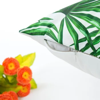 Kaimo Stiliaus Pavasario Pagalvėlė Padengti Emuliacija Šilko Satino Dekoratyvinis Užvalkalas Žalias Lapas Modelis Sklandžiai Pagalvės Dangtelis Sofa 2021