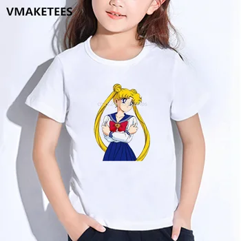 Vaikų Vasaros trumpomis Rankovėmis Mergaičių ir Berniukų T shirts Sailor Moon Prarasti Animacinių filmų Spausdinimo Vaikų marškinėliai Juokinga, vaikiški Drabužiai