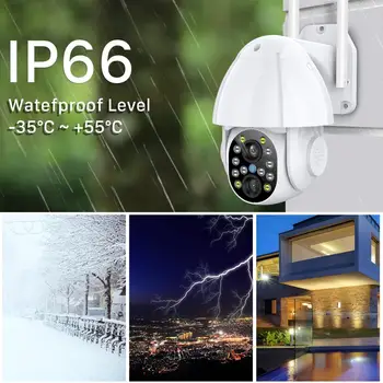 Debesis 3MP Dual-Objektyvas Belaidžio PTZ Kamera Lauko 1080P 4X Zoom Spalvų IR Wi-fi IP Kamera, Auto Sekimas CCTV Saugumo Priežiūra