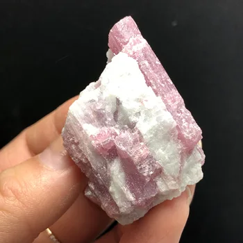 Natūrali Žalioji Pink Turmalinas Mineralinių Kristalų Asociacijos Šiurkštus Akmens Pavyzdys Crystal Rock Akmenys Retų Mineralinių Originalas