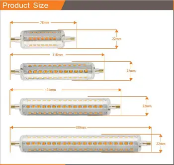 Pritemdomi LED R7S Lempa 5w 78mm LED lemputė R7S 10w 118mm R7S lempa 360 laipsnių kampu, puikiai pakeisti halogeninės lempos, AC85-265V
