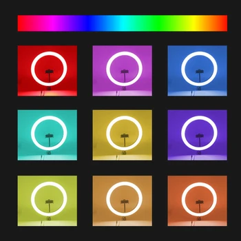 Profesinės RGB Selfie Šviesos Žiedas Su Trikojis Stovas 16 Spalvų Fotografija Apšvietimo Ringlight Vaizdo Įrašą 