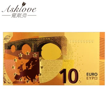 EUR, Auksas Banknotai 24K Aukso Folija Netikrą Popierinių Pinigų Kolekcija Suvenyrų Eurų Banknotų Rinkinius 5 10 20 50 Eurų Banknotų Mėginys