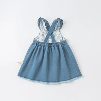 DBJ16970-2 dave bella pavasario baby girl ' s princess animacinių filmų dirželis suknelė lolita šalies petnešos suknelė bamblys vaikų drabužiai
