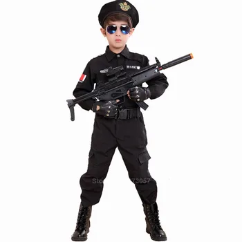 Karinę Uniformą Halloween Kostiumai Berniukams Karnavalas Šalies Specialiųjų Pajėgų SWAT Armija Tiktų Vaikams Mergaitėms Policininkas Policijos Pareigūno Drabužiai.