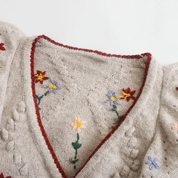 Derliaus Stilingas Gėlių Pynimas Išsiuvinėti Cardigan Megztinis Moterims 2020 Mados Pavasario Ir Rudens Šiltas Suterwear Atsitiktinis Viršūnės