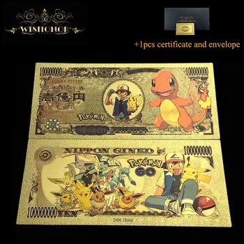 8pcs/Set Gražus Japonijos Anime Banknotų Jenos Banknotų į 24k Auksu, Aukso Pinigų Rinkimo