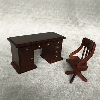 COMPUDA Miniatiūriniai Derliaus Stalo, Kėdės 1:12 Mini Lėlių Mielas Namas Mini Senovinių Baldų
