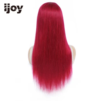 Pilna Mašina Perukas Su Kirpčiukais Žmogaus Plaukai Tiesūs Ilgą Peruką Spalvos Bordo Raudona Brazilijos Plaukų Juodosios Moterų 150% Ne-Remy IJOY