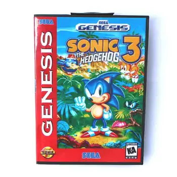 Sonic the Hedgehog 3 Žaidimo Kasetė 16 bitų MD Žaidimo Kortelės Su Mažmeninės Langelyje Sega Mega Drive Genesis