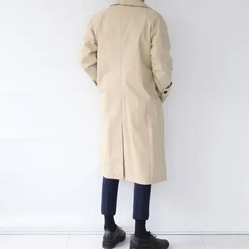 Japonija Style Mens Tranšėjos Paltai Mados Dizaineris Ilgas Švarkelis, Rudenį, Žiemą Viena Breasted Vėjo Paltas Plius Dydis