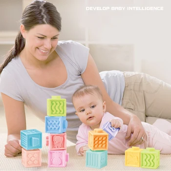 Kūdikio Minkšti Guminiai Žaislai, Jutimo Švietimo Blokai 3D Touch Tekstūra Žaislas Kamuolys Silikono Teether Išspausti Vonios Žaislai, Kūdikių