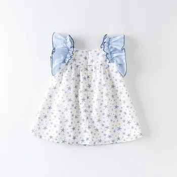 DBM13897 dave bella vasaros baby girl ' s princess žvaigždžių spausdinti ruched dress vaikų mados šalis suknelė vaikams kūdikiams lolita drabužiai