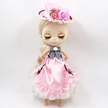 LEDINIS DBS Blyth lėlė princesė suknelė lolita rožinė suknelė, kostiumas su skrybėlę