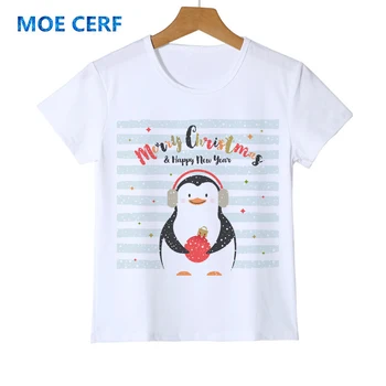 Linksmų Kalėdų Juokinga Kūdikis Pingvinas T-shirt Berniukas Mergaitė Chilldren Dovanų Juostele Dizainas Viršų Tee Marškinėliai Paauglių Aukštos Kokybės Tees Y14-99