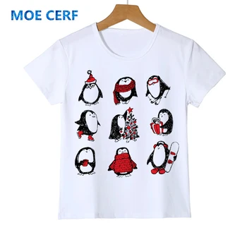Linksmų Kalėdų Juokinga Kūdikis Pingvinas T-shirt Berniukas Mergaitė Chilldren Dovanų Juostele Dizainas Viršų Tee Marškinėliai Paauglių Aukštos Kokybės Tees Y14-99