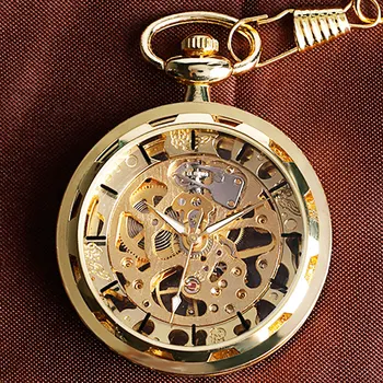 Derliaus Žiūrėti Karoliai Steampunk Skeletas Mechaninė Fob Pocket Watch Laikrodis Pakabukas Vertus-likvidavimo Vyrai Moterys Grandinė Dovanų