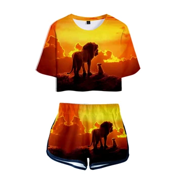 Liūtas karalius Dviejų dalių rinkiniai mergaitėms, NAUJAS Filmas, šlovės karalystės Karalius Liūtas Karalius Simba Mados Asmenybės, T-marškinėliai, šortai, Kelnės