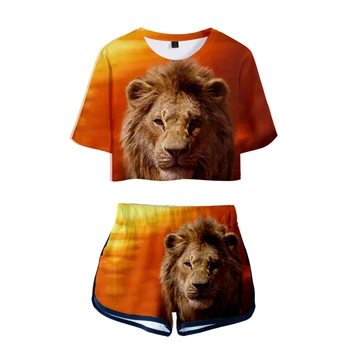 Liūtas karalius Dviejų dalių rinkiniai mergaitėms, NAUJAS Filmas, šlovės karalystės Karalius Liūtas Karalius Simba Mados Asmenybės, T-marškinėliai, šortai, Kelnės