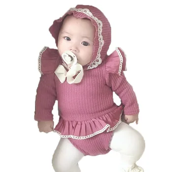 2020 M. Pavasarį Naujagimiui Bodysuits Kūdikių Mielas Medvilnės Ilgomis Rankovėmis Berniukas Mergaičių Bodysuit Su Skrybėlę Kūdikių Drabužiai Berniukas Kūno Viršūnės