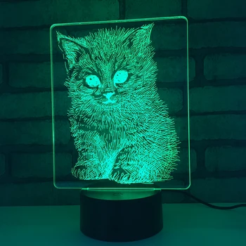 Katė LED RGB Naktį Šviesa 7 Spalvų Kaita, Stalas Šviesos 1881 Veiksmų Skaičius, PVC, Vaikams, Žaislai, Brinquedos Kalėdų Dovana