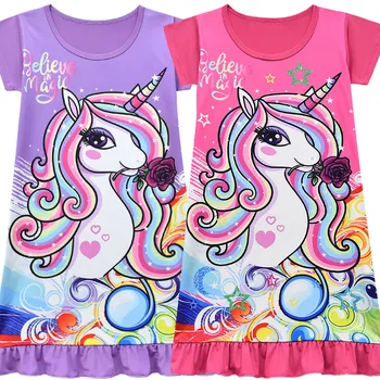 2020 Naujas Rainbow Merginos Vienaragis Suknelė Vaikų Tiki Magija Gėlių Šalies Gimtadienio Unicornio Suknelės Vaikas Kūdikių Drabužiai Princesė