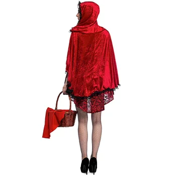 Suaugusiųjų Moterų Helovinas Klasikinis Little Red Riding Hood Kostiumas Fantasia Karnavalas Šalies Cosplay Išgalvotas Suknelė Przybornik