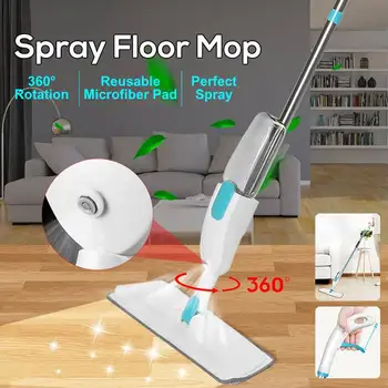 360 Laipsnių Spray Mop Grindų Mikropluošto Spray Mop Pagalvėlės Švaresnis Starter Kit dėl Medienos, Marmuro, Plytelių Cemento Grindų valyti įrankiai