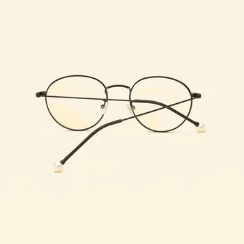Plotis-138 Naujas Metalo Pearl Apvalios Perlas Akinių Rėmeliai Dailės Derliaus moterų akiniai skaitymui kompiuteryje akiniai Trumparegis akiniai