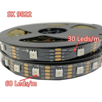 SK9822 led juostelės Smart led pikselių juostelės šviesos DUOMENIS ir LAIKRODIS atskirai;IP30/IP65/IP67 DC5V 30/60 led/taškų/m;