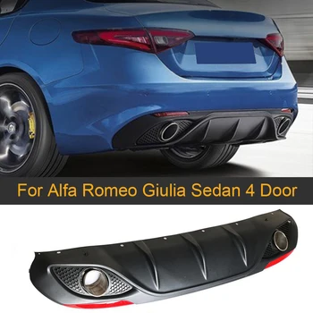 PP Automobilio Galinio buferio Lip Difuzorius Spoileris Su Išmetamųjų už Alfa Romeo Giulia Sedanas 4 Durų 2016 2017 Quadrifoglio TI