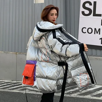 2020 Naujų Žiemos Striukė Moterims Aukštos Kokybės Ilgas su Gobtuvu Medvilnė paminkštinimas Palto Kišenėje Mados Žiemą Šiltas Parkas Moterų Streetwear