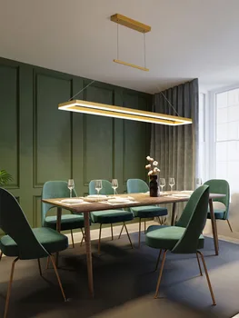 Šiuolaikinių LED valgomasis liustra apšvietimo Šiaurės minimalistinė virtuvė apšvietimo office studijų aukso/rudas stačiakampis kabo šviesa
