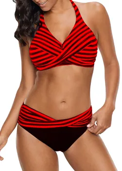 S-5xl Dryžuotas Bikini Komplektas Plius Dydis maudymosi kostiumėlį Push Up maudymosi Kostiumėliai Twist Plaukimo Kostiumas Moterims Moteriški Paplūdimio Dviejų dalių Plaukti Kostiumai